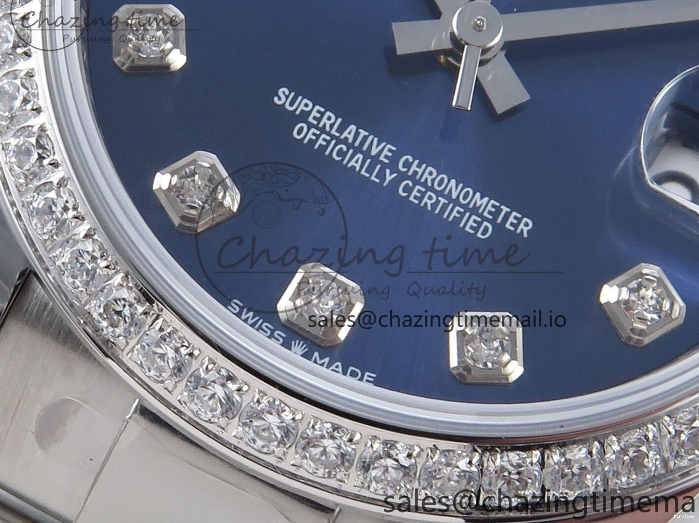 MiroTime 0421 TravelReady DateJust 31 278384RBR ARF 1:1 Best Edition 904L Steel Blue Diamonds Dial Diamonds Bezel on SS Oyster Bracelet ETA 434